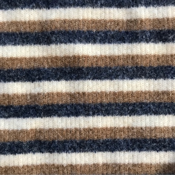 Amaryllis Soft Fleece Top Womens Plus Size 3X Tan Blue Long Sleeve V Neck Stripe - Picture 7 of 8